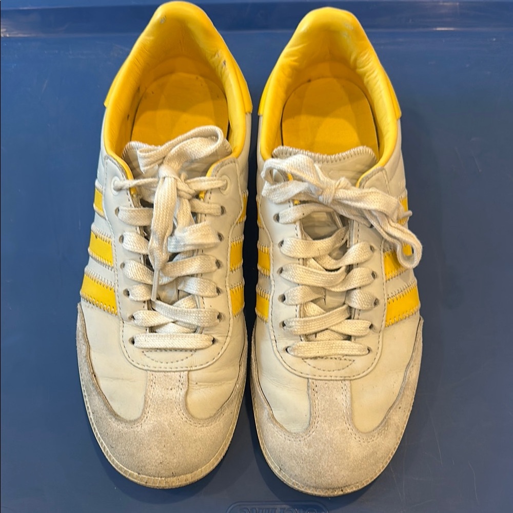 adidas Men's White and Yellow sneakers. Style HUMANRACE